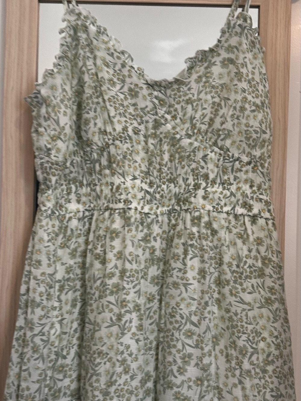 Trixxi Light Green Floral Maxi Dress with Cream Base